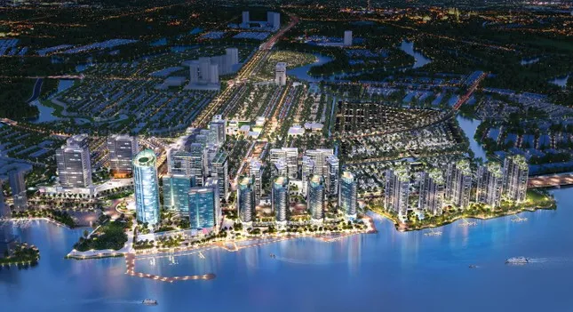 Phối cảnh đêm dự án Izumi City thể hiện sự hợp tác giữa Nam Long và Hankyu Hanshin